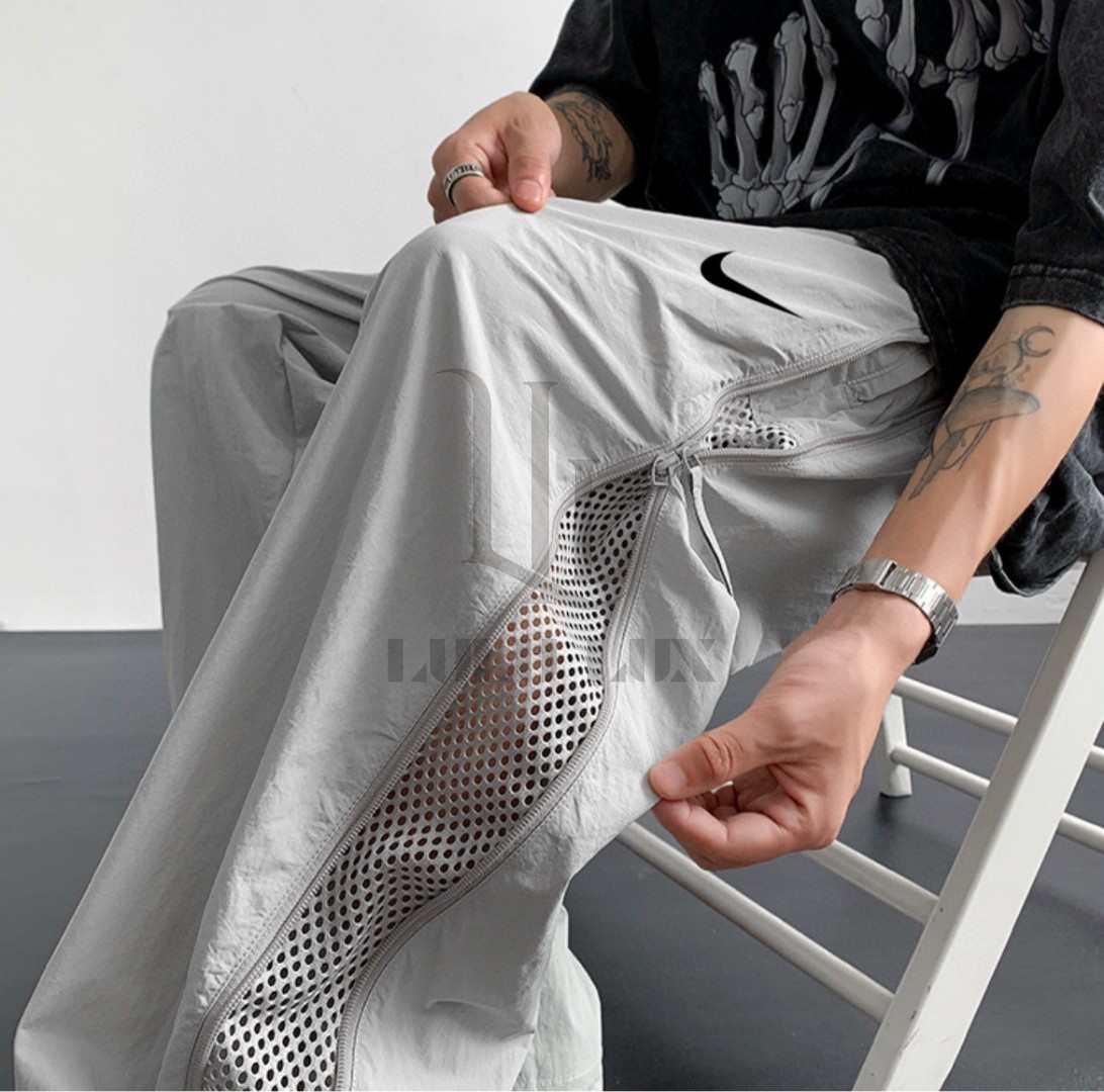 Nike 여름용 더블 지퍼 사이드 메쉬 디테일 속건 팬츠